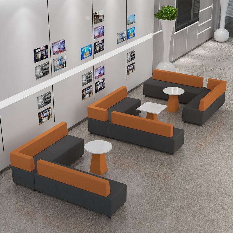 新品科技布办公沙发创意简约休息区前台会客接待等候培训机构沙发