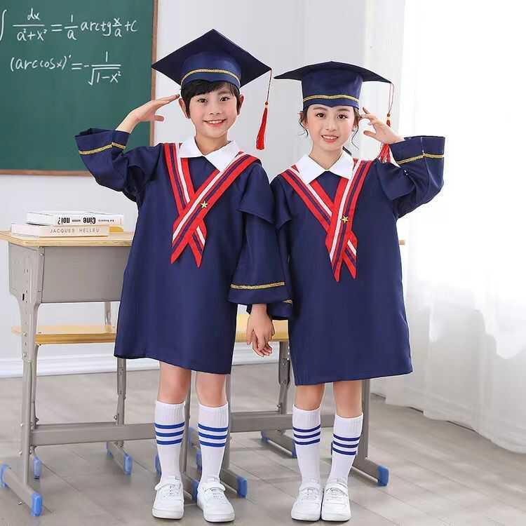 儿童博士服幼儿园学士服帽小学生男女毕业照拍照服装礼服新款套装