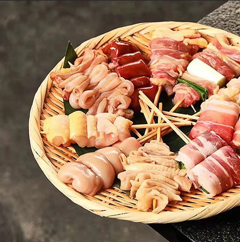 日式创意烧鸟烤串拼盘手编台式浅竹台竹编盘托盘烤肉盘商用餐厅盘
