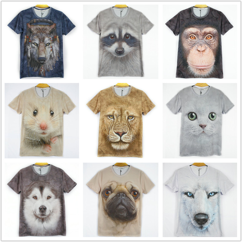 新款仓鼠猫虎图案3D动物系列数码男女短袖T恤潮流休闲情侣短袖T恤