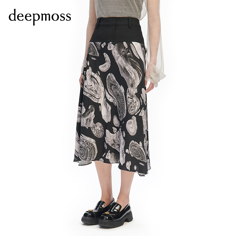 【deepmoss】春夏女装时尚复古潮流蔓延海螺化石垂坠半身裙A字裙