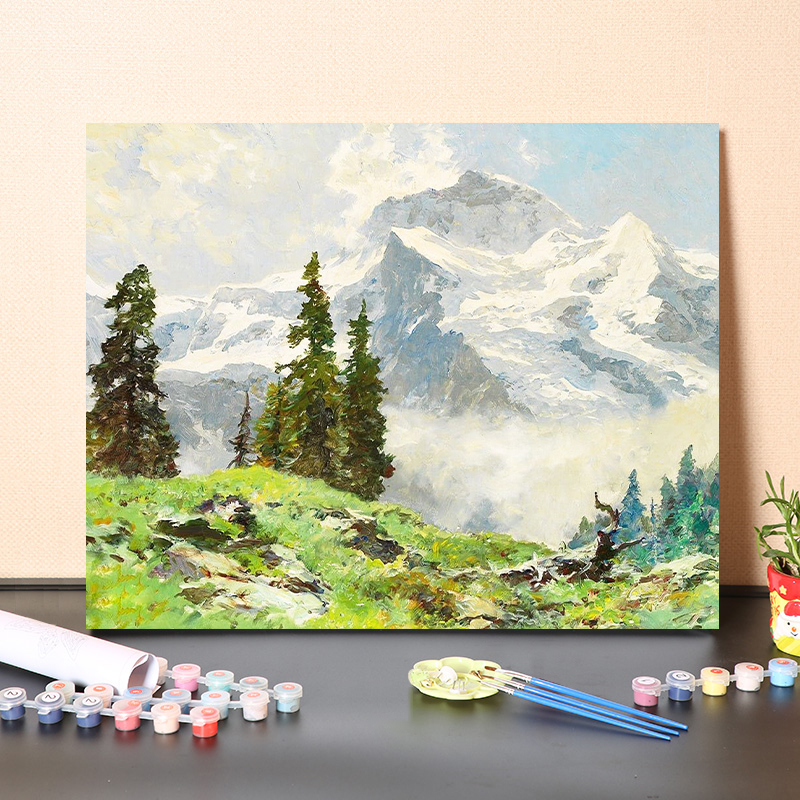 数字油画DIY自然风景 雪山世界名画手绘涂鸦装饰休闲减压打发时间