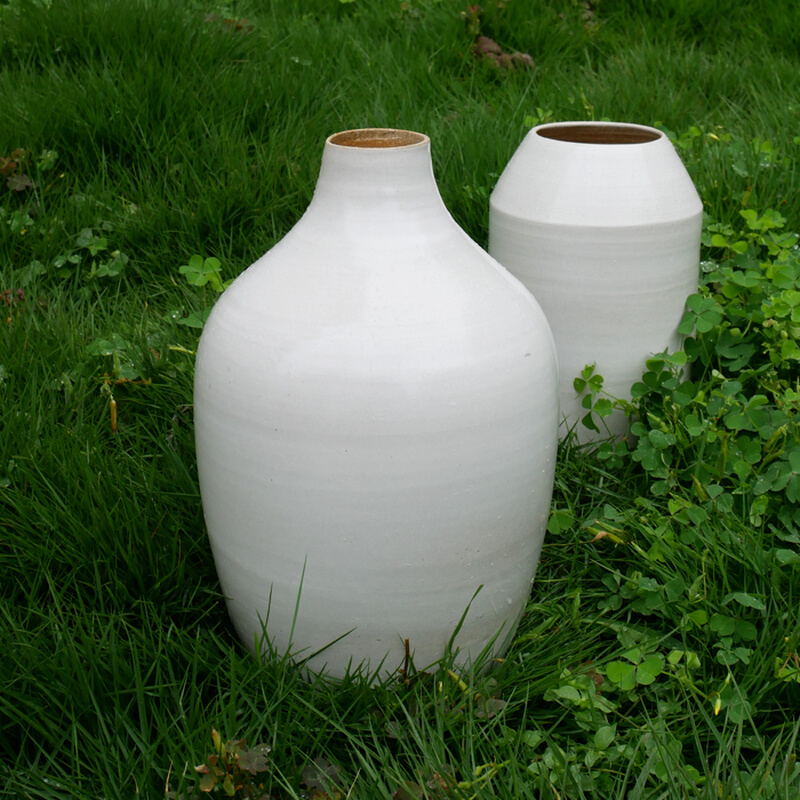 允蕥集| 手工贝白色陶瓷艺术选礼物 居家简约粗陶束口花瓶 花器