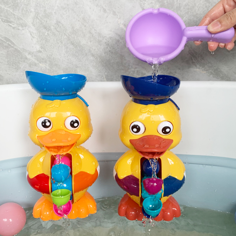 萌萌鸭旋转水车宝宝洗澡玩具小黄鸭婴儿童戏水喷水大鸭子男孩女孩