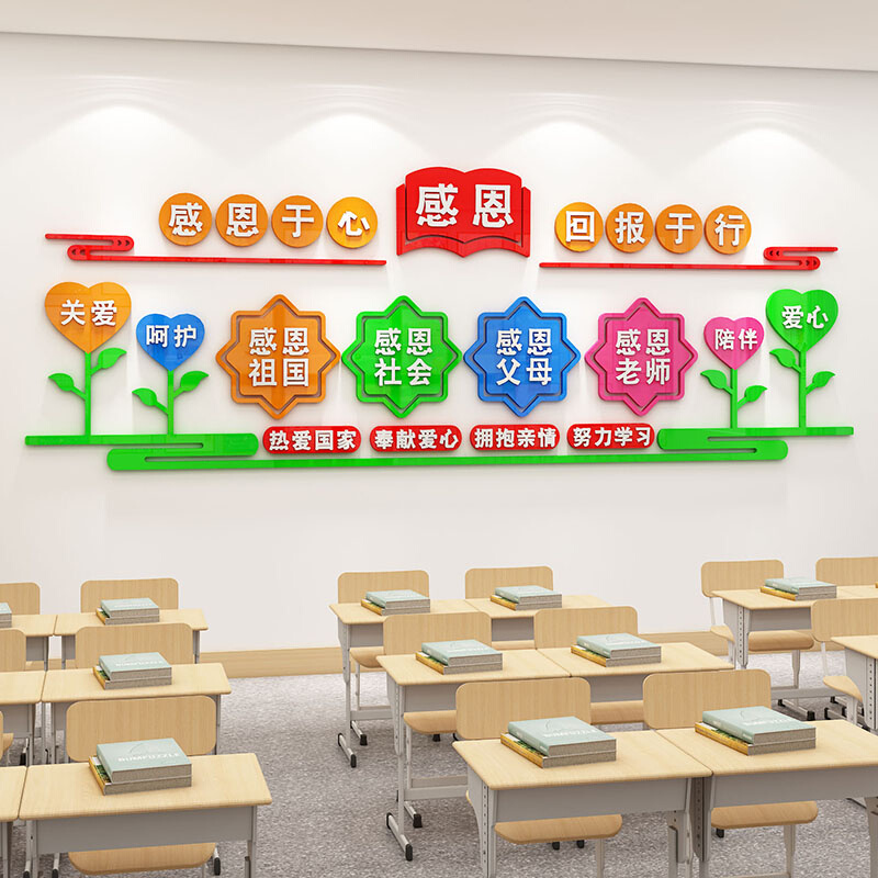 班级文化建设小学初中一年级教室布置装饰开学习励志墙贴3d立体