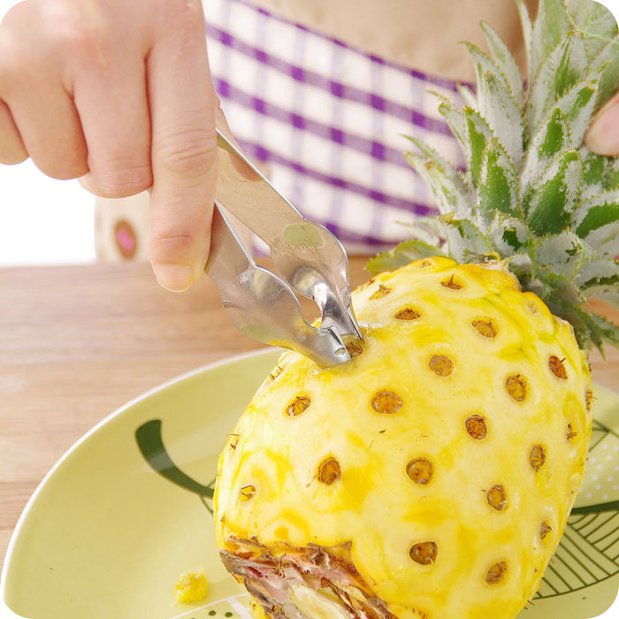 创意不锈钢菠萝去眼去籽夹 实用菠萝起钉刀挖籽夹子菠萝去钉器