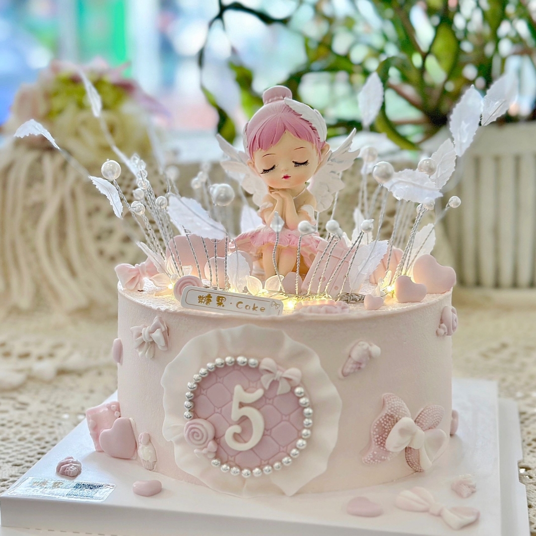 贝拉公主蛋糕装饰摆件女孩宝宝生日蛋糕安妮宝贝刺绣蝴蝶花朵插件