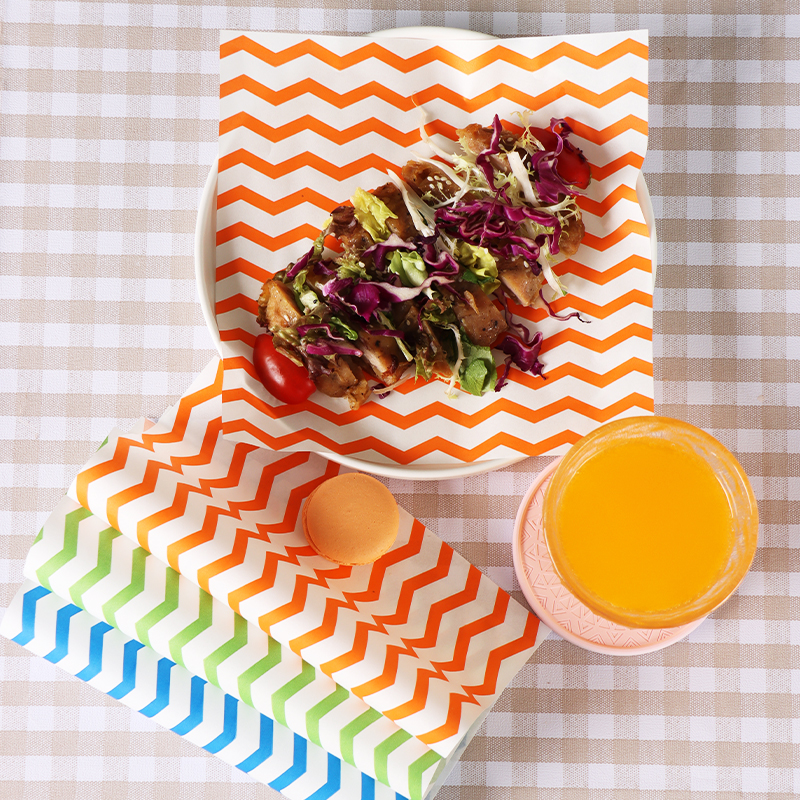 烘焙吸油纸食品咖啡西点摆盘餐厅创意烧烤隔打包装饰条纹橙防油纸