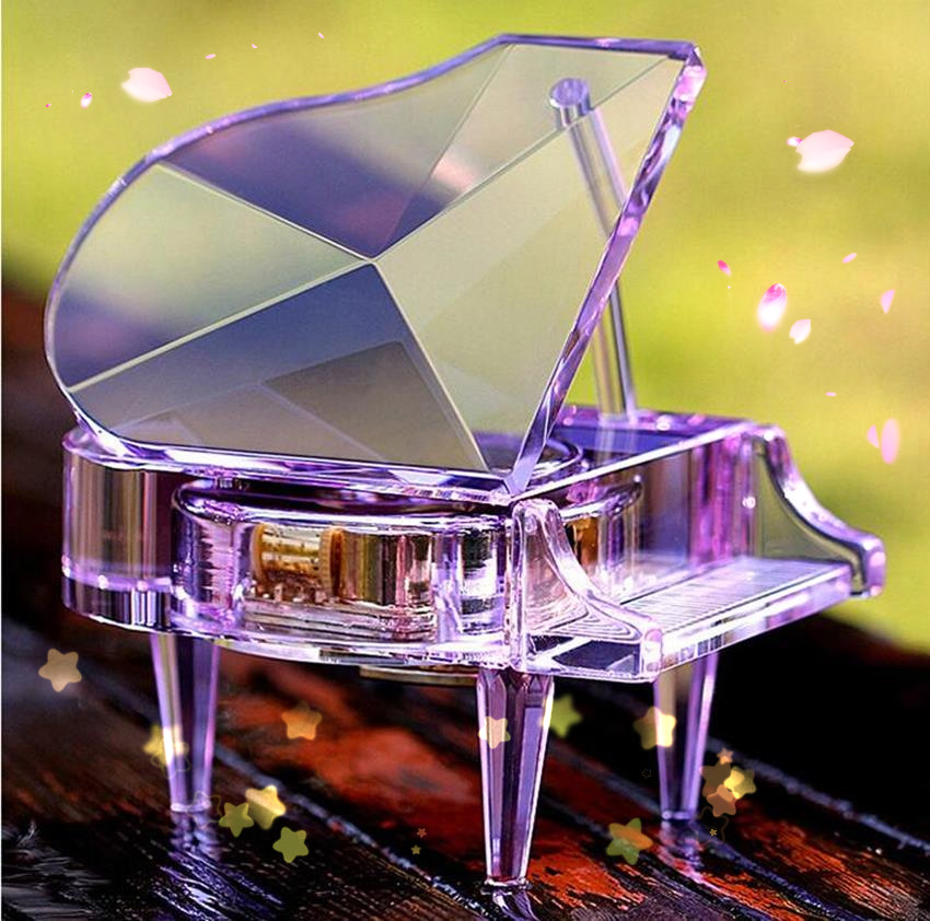 音乐盒水晶钢琴生日礼物闺蜜结婚男女友创意情人节定制八音盒装饰