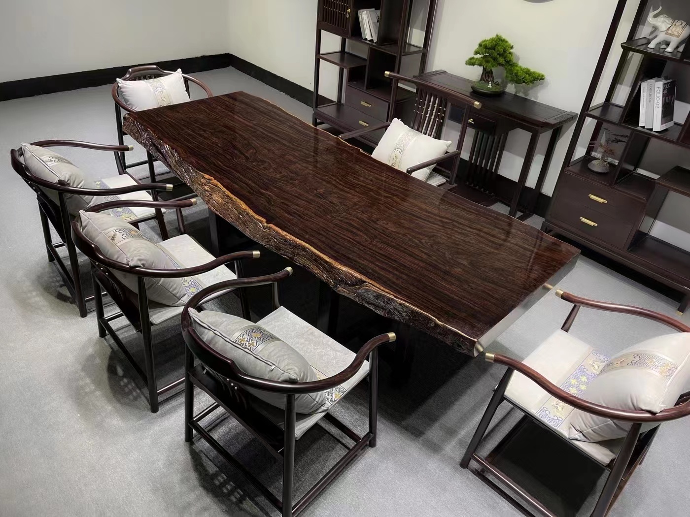 大板茶桌原木茶台办公会议餐桌简约书画案桌整块茶几定制自然边