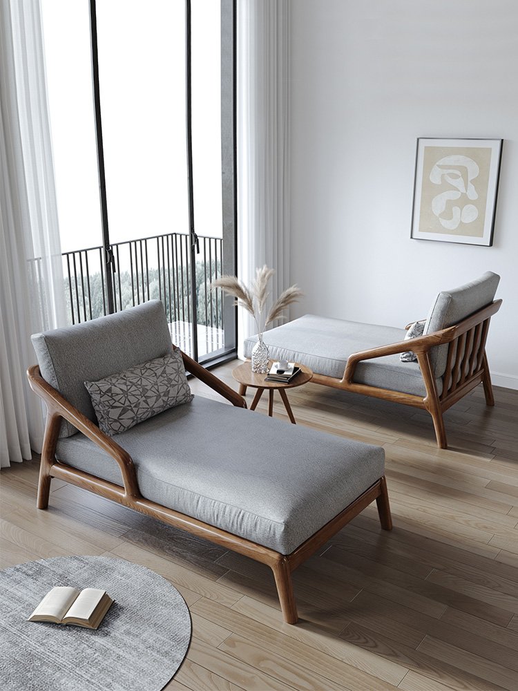 木造小屋懒人贵妃榻设计师沙发椅现代简约休闲客厅扶手椅单人沙发
