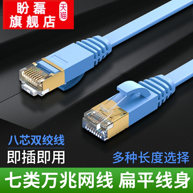 盼磊cat7网线无氧铜万兆扁平7类网线电脑网络宽带线1/2/3/30米
