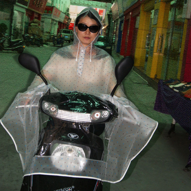 包邮出口日韩时尚小清新EVA成人磨沙透明摩托车雨衣电瓶车雨披