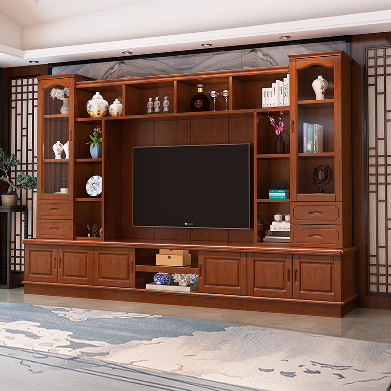 优尚雅轩实木电视柜组合现代中式客厅简约地柜卧室电视机柜柜墙