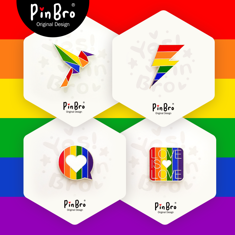 pinbro原创设计六色彩虹旗帜同志les情侣徽章胸针磁吸ins饰品pin