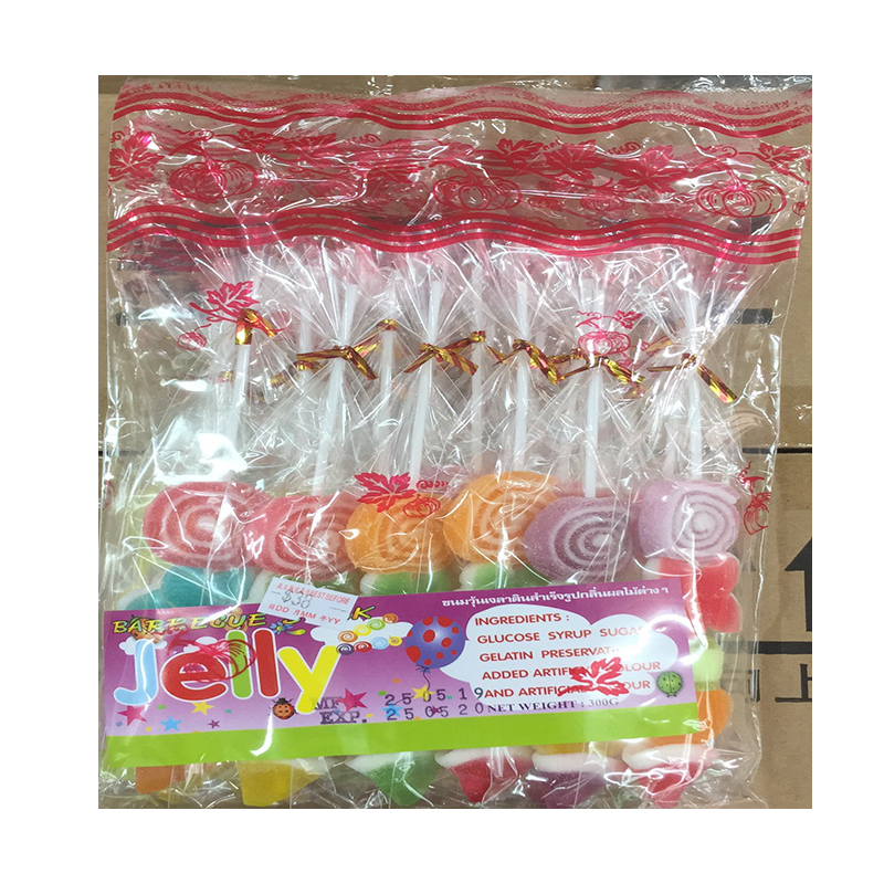 澳门代购泰国进口零食串烧啫喱橡皮串装儿童糖果杂锦软糖300g包邮