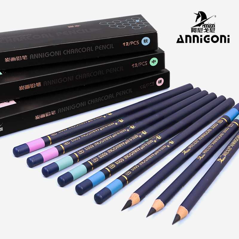 阿尼戈尼 素描速写软碳初学者软性画笔碳笔软中硬正品画画铅笔美