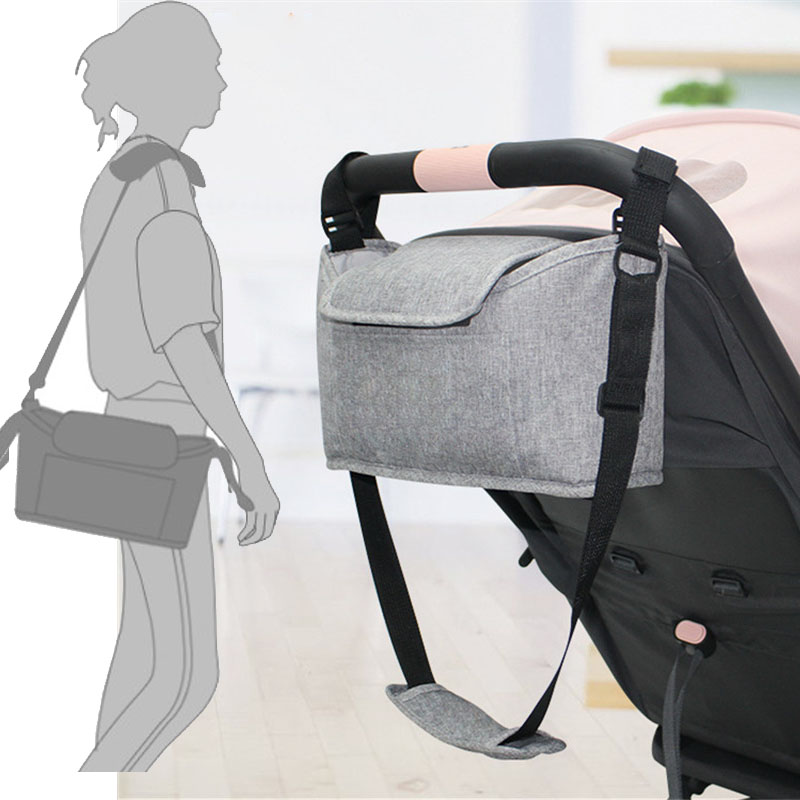 多功能婴儿推车挂包两用妈咪包 带盖奶瓶置物收纳挂袋推车挂篮