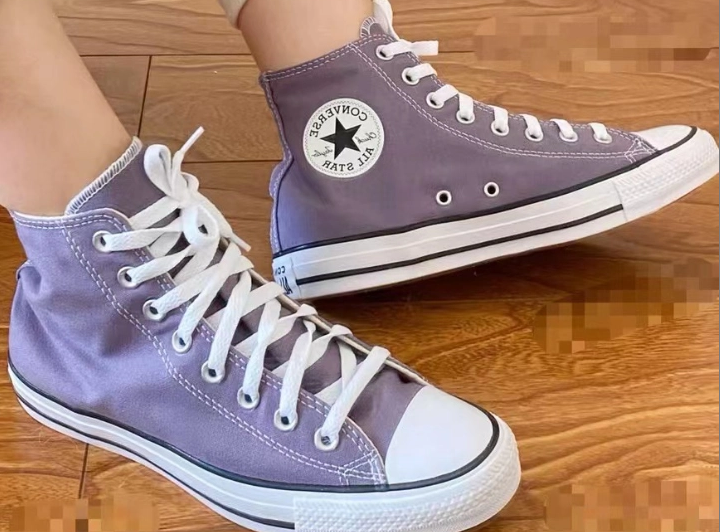 纯色系Converse匡威All Star灰紫色高帮男女休闲帆布鞋 A02062C
