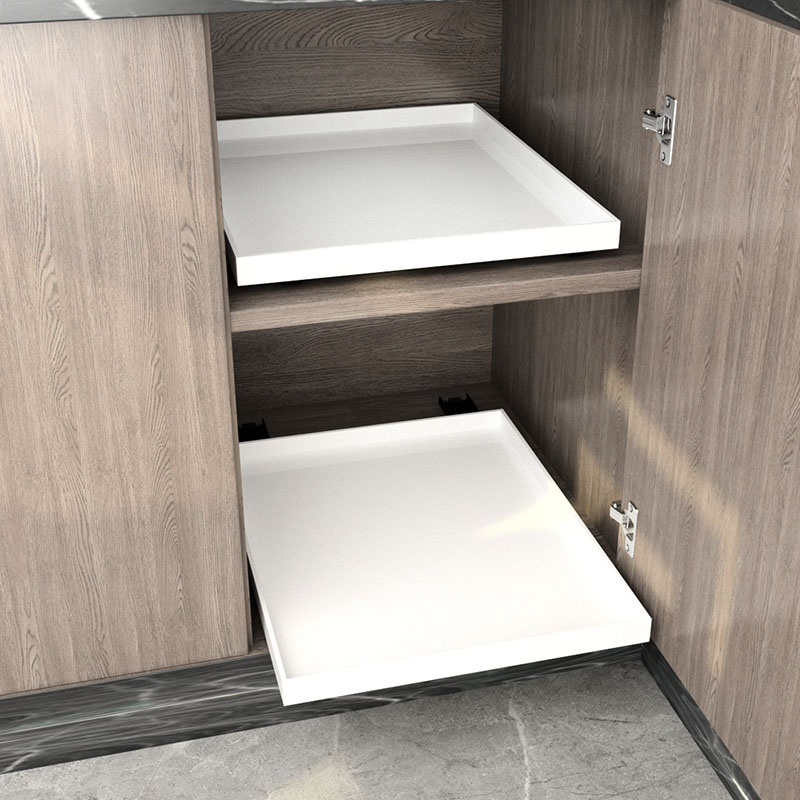 自制白色收纳托盘滑轨抽屉定制矮款柜内置物层架长方形分层储物盒