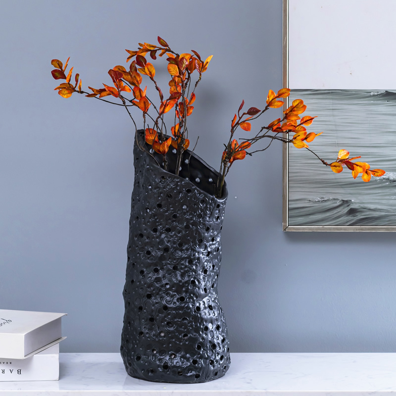 蓝玉陶瓷花瓶现代极简约客厅干花插花花器中式餐桌面家居艺术摆件