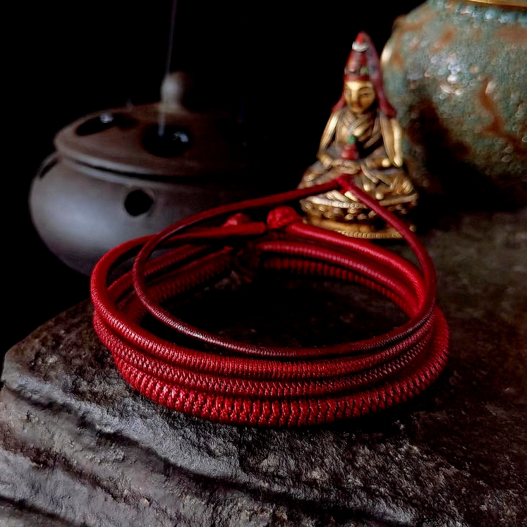 政宗藏式九乘金刚结手绳手链 纯手工编织 男女新年礼物 深红色