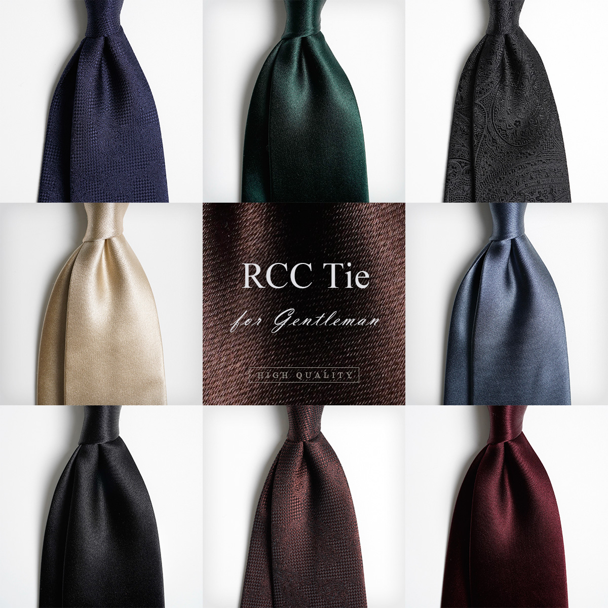 现货 RCC男装光滑柔顺高定风纯色商务男士经典结婚礼盒装真丝领带