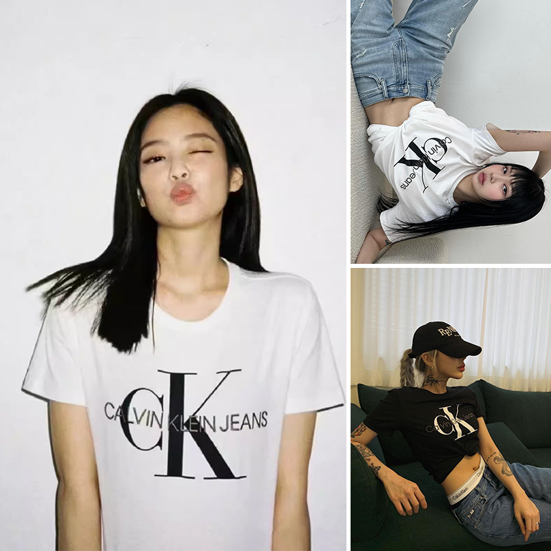 【明星同款】CK凯文克莱韩国代购24夏女款经典大标短袖T恤J218885