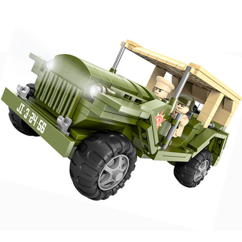 兼容乐COGO积高军事积木战争爱国系列二战吉普车拼插益智儿童玩具