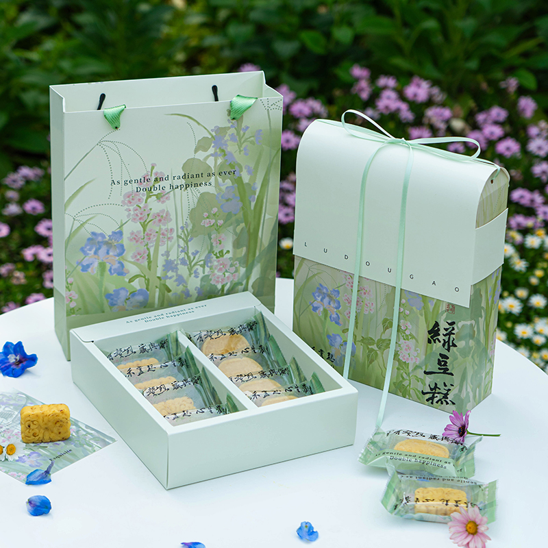 原创玛德琳风禾彩韵8粒绿豆糕包装盒烘焙中式绿豆冰糕点打包礼盒