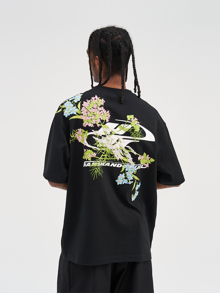 【新中式】harshandcruel中国风花卉刺绣cleanfit简约logo短袖T恤
