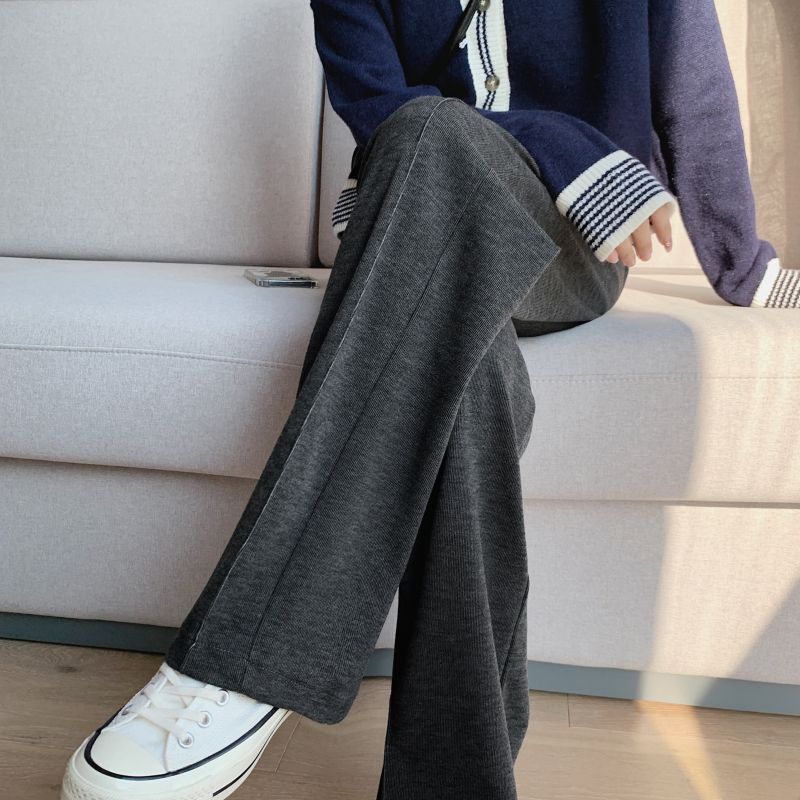 【窄版纤纤裤】2023春女装新款羊绒竖线阔腿拖地显瘦纤纤休闲裤