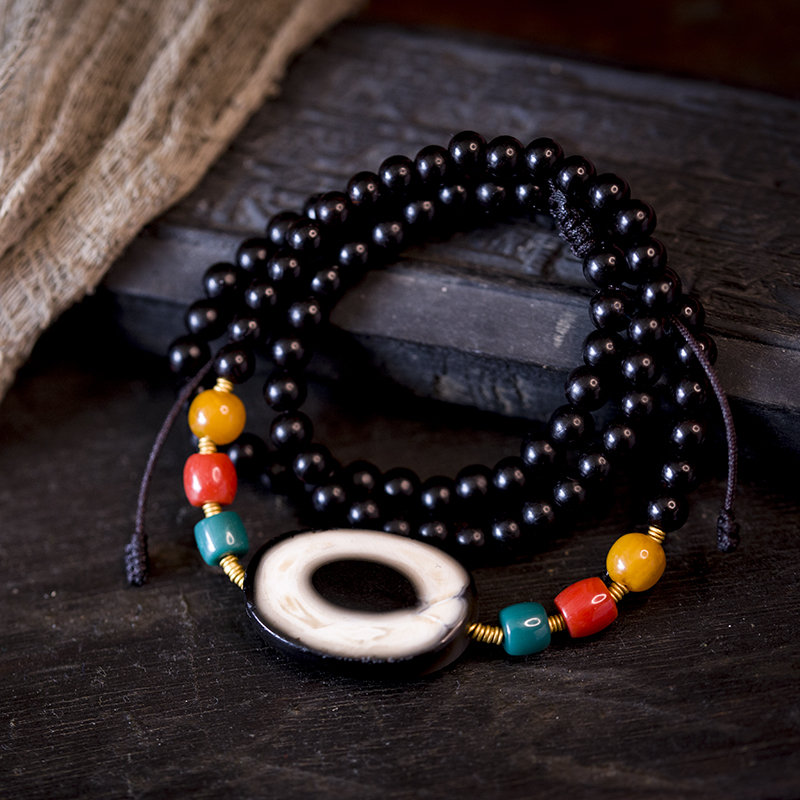 藏传古珠 千年传世至纯天珠一眼 设计款多宝项链吊坠 西藏老珠子