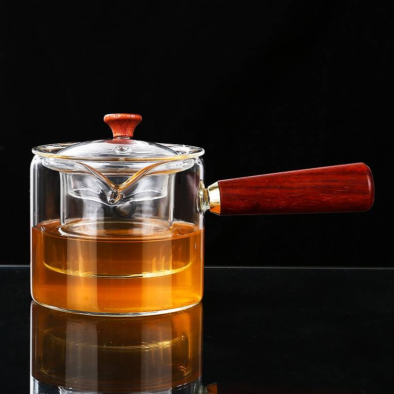 玻璃公道杯茶滤一体茶漏套装侧把分茶器茶具泡茶壶煮茶器煮茶炉
