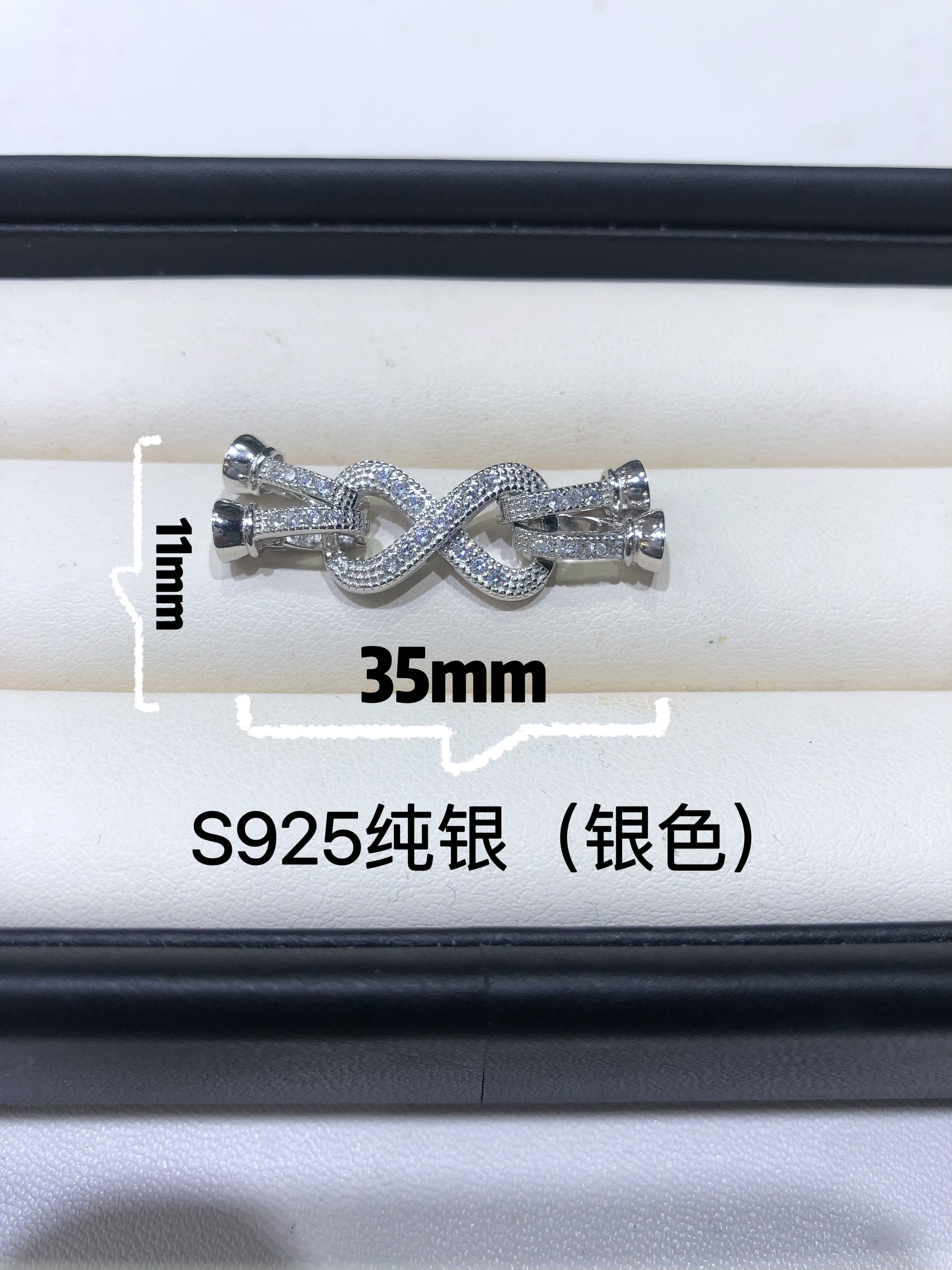 厂家直销DIY珍珠配件通体S925纯银双排八字扣头 连接扣子项链手链