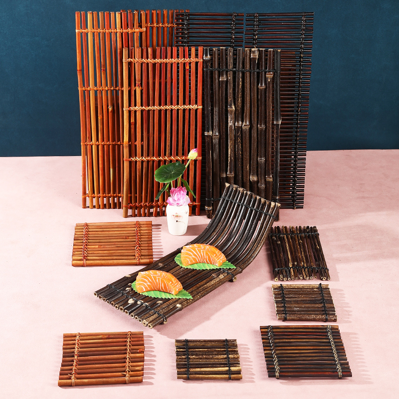 料理摆盘装饰刺身竹排竹篱笆日式烤肉拼盘装饰品摆件海鲜姿造道具