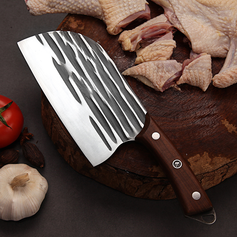 家用圆头菜刀锻打切菜刀锋利厨房专用刀老式切肉片刀砍骨斩切刀具