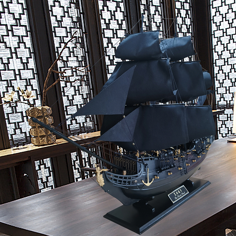 成品黑珍珠号帆船模型加勒比海盗船手工木船一帆风顺帆船模型摆件