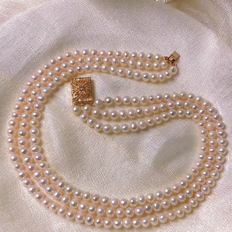 手工饰品配件镀金珍珠项链双排三排手链扣子微镶石连接搭扣头