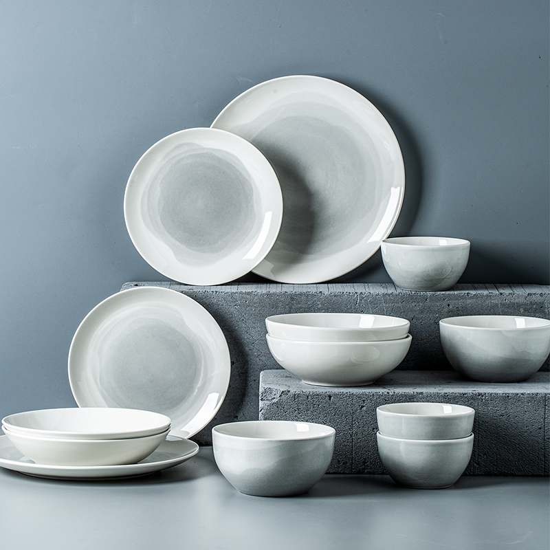 碗家用2024新款碗碟套装新中式釉下彩碗盘高级感陶瓷餐具碗筷创意