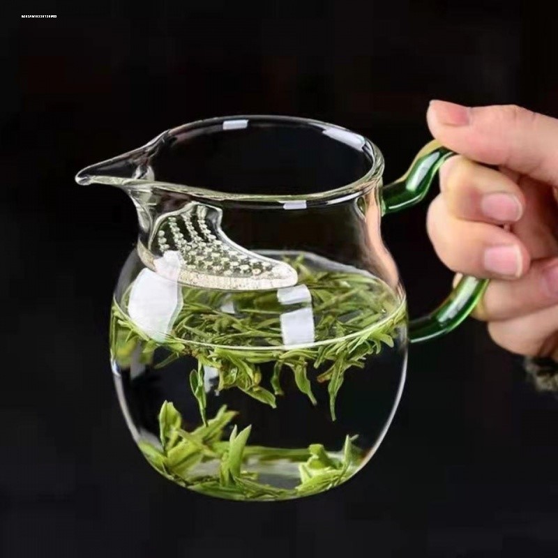 玻璃公道杯加厚分茶器茶水分离月牙杯过滤绿茶杯茶漏一体泡茶壶
