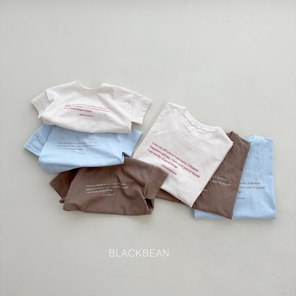 韩国童装代购BLACK BEAN夏男女宝宝亲子薄棉高级感字母短袖上衣T