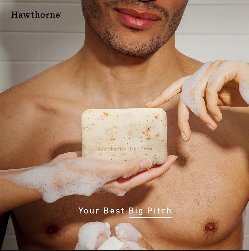 Hawthorne-去角质燕麦磨砂颗粒深层清洁保湿男士香皂沐浴皂255g