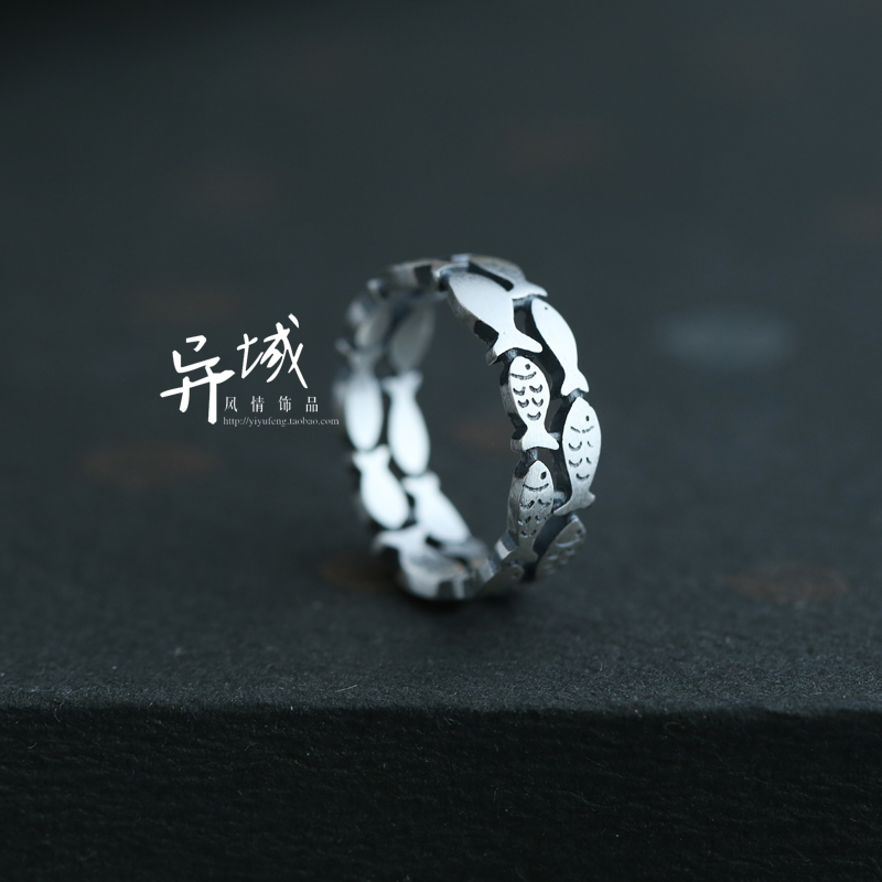 【悠然自得】泰银S990足银饰品小众设计小鱼款复古风男女款戒指环