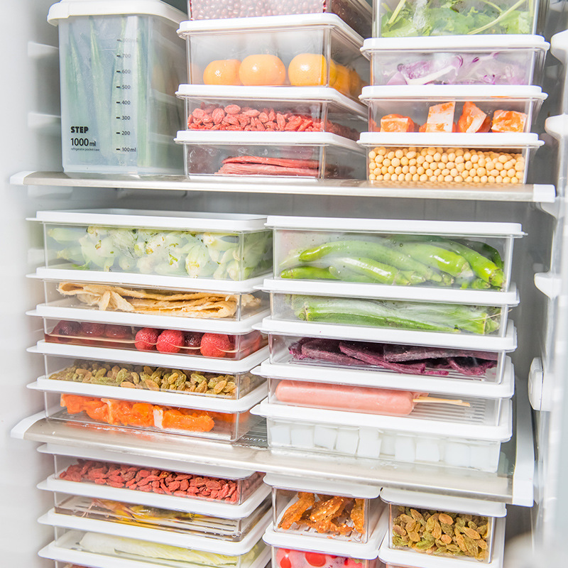 日式冰箱密封保鲜盒家用多功能叠加透明食物收纳盒冰块密封袋