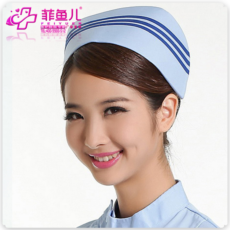 菲鱼儿护士帽不易变形白蓝粉红色导医前台加厚护士服帽子护士长帽