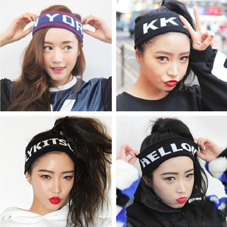 韩国女神运动气质个性夜店KKXX系HELLO针织发带发箍头带女士潮人