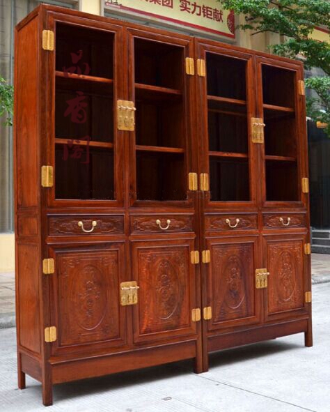品香阁 缅甸花梨书柜组合明式加厚2 红木家俱 实木家具书架