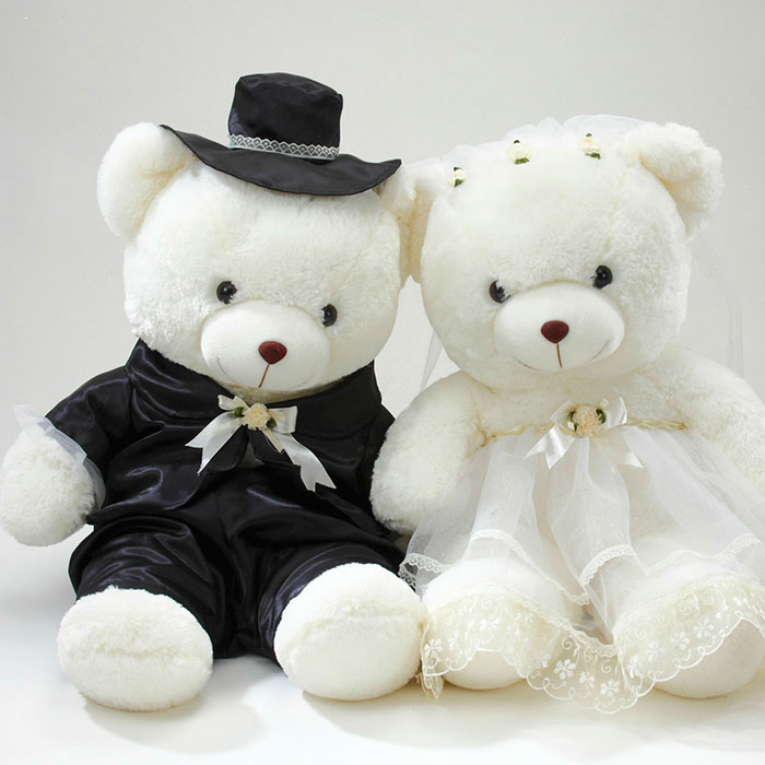 包邮婚纱熊公仔熊情侣泰迪熊对熊婚庆压床娃娃熊宝宝结婚礼品