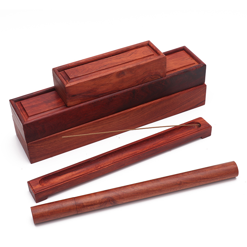 越南红木线香盒香筒香插三件套装沉香熏香盒木质香道用品定制LOGO